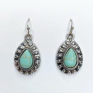 Sterling Silver Turquoise Teardrop Pendant Earrings